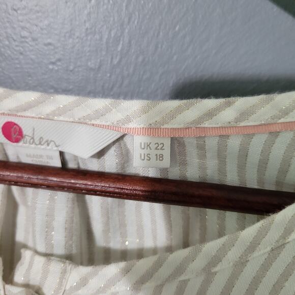 Boden Tunic Top Size 18 Linen Blend Gold Metallic Long Sleeve Womens Preppy - Picture 10 of 10